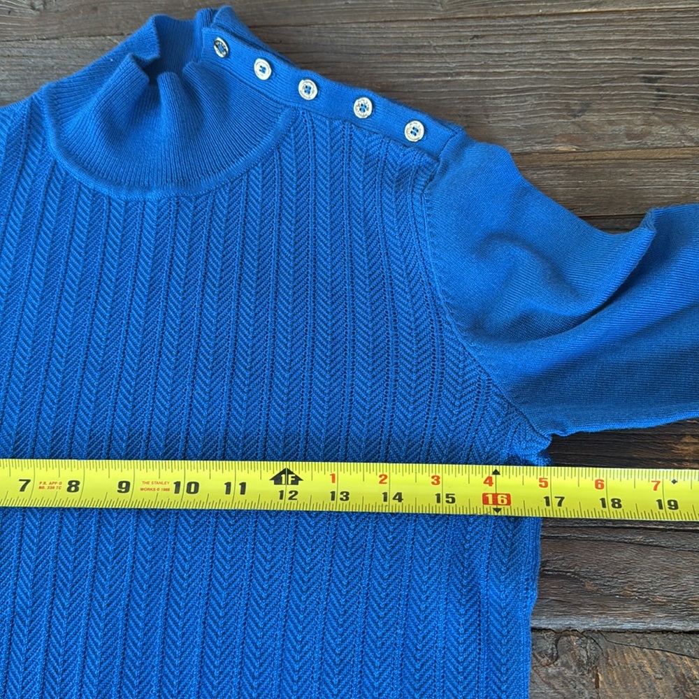 Tommy Hilfiger royal blue high neck shoulder buttoned sweater NWT size Small - Picture 8 of 10